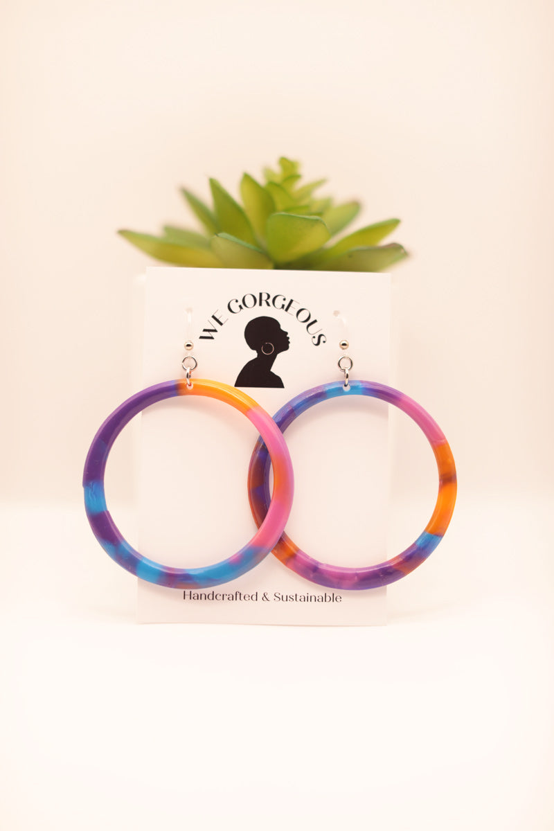 Large Hoop Upcycled Sustainable Earrings - Disco
