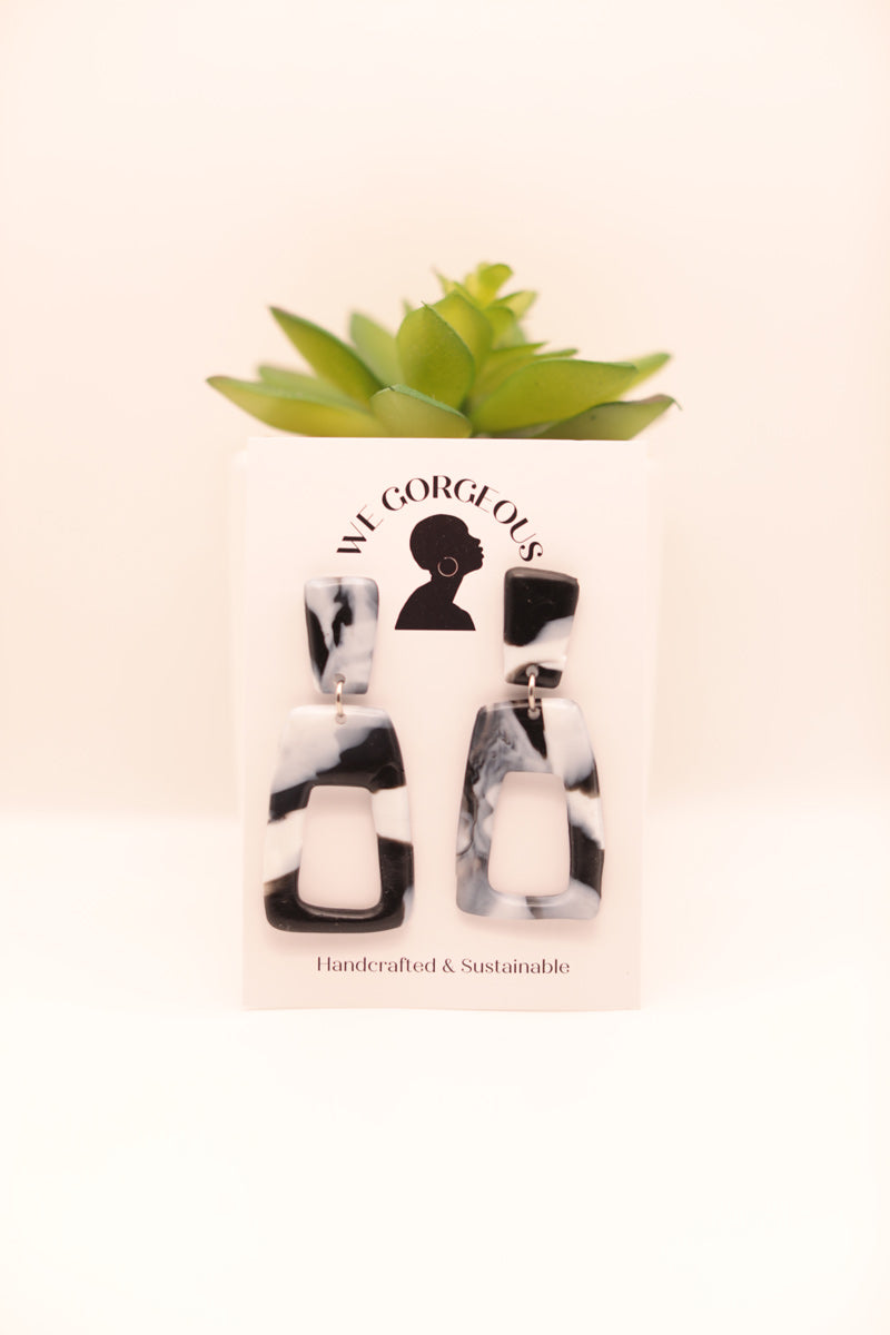 Rectangle Cutout Upcycled Sustainable Drop Earrings