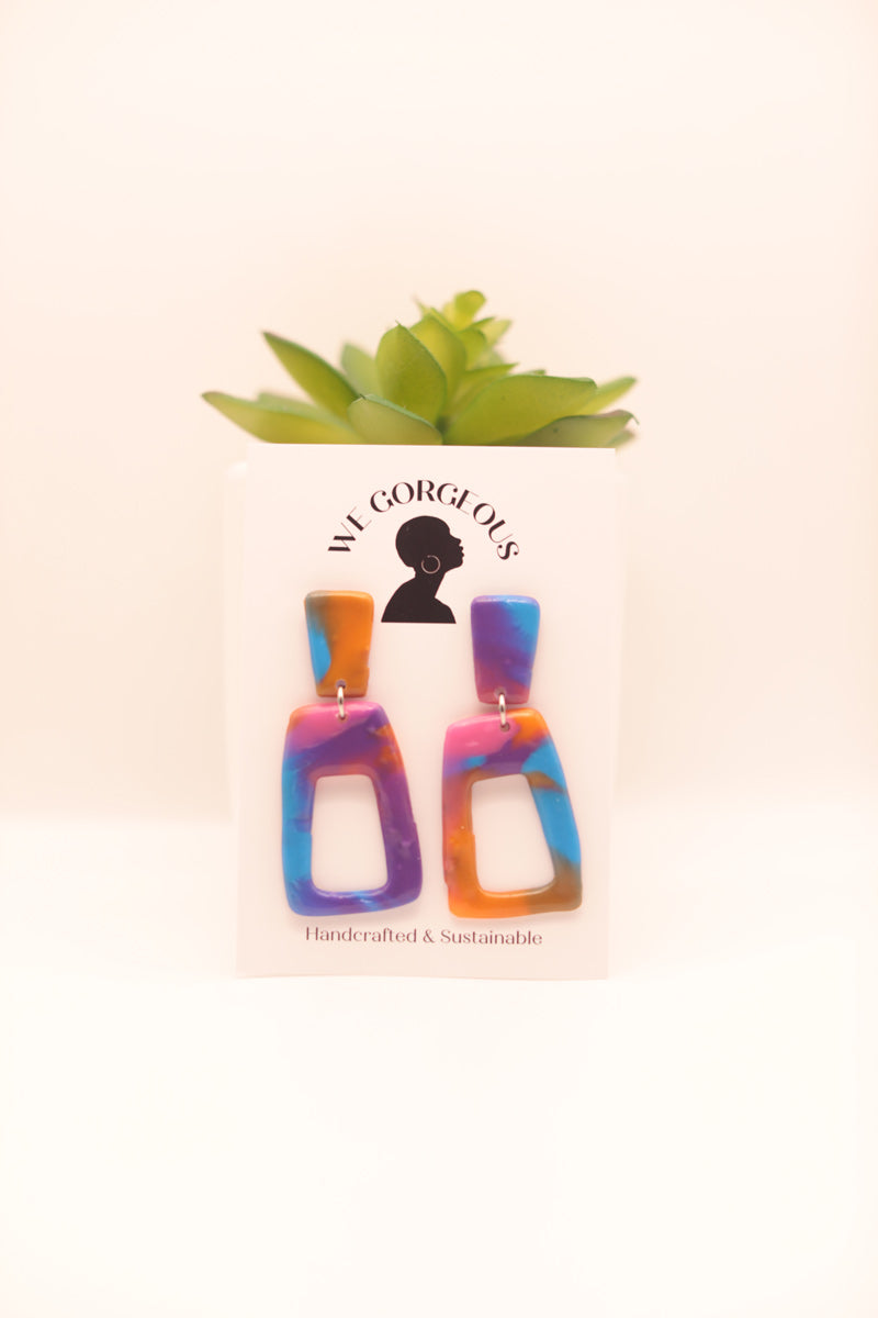 Rectangle Cutout Upcycled Sustainable Drop Earrings