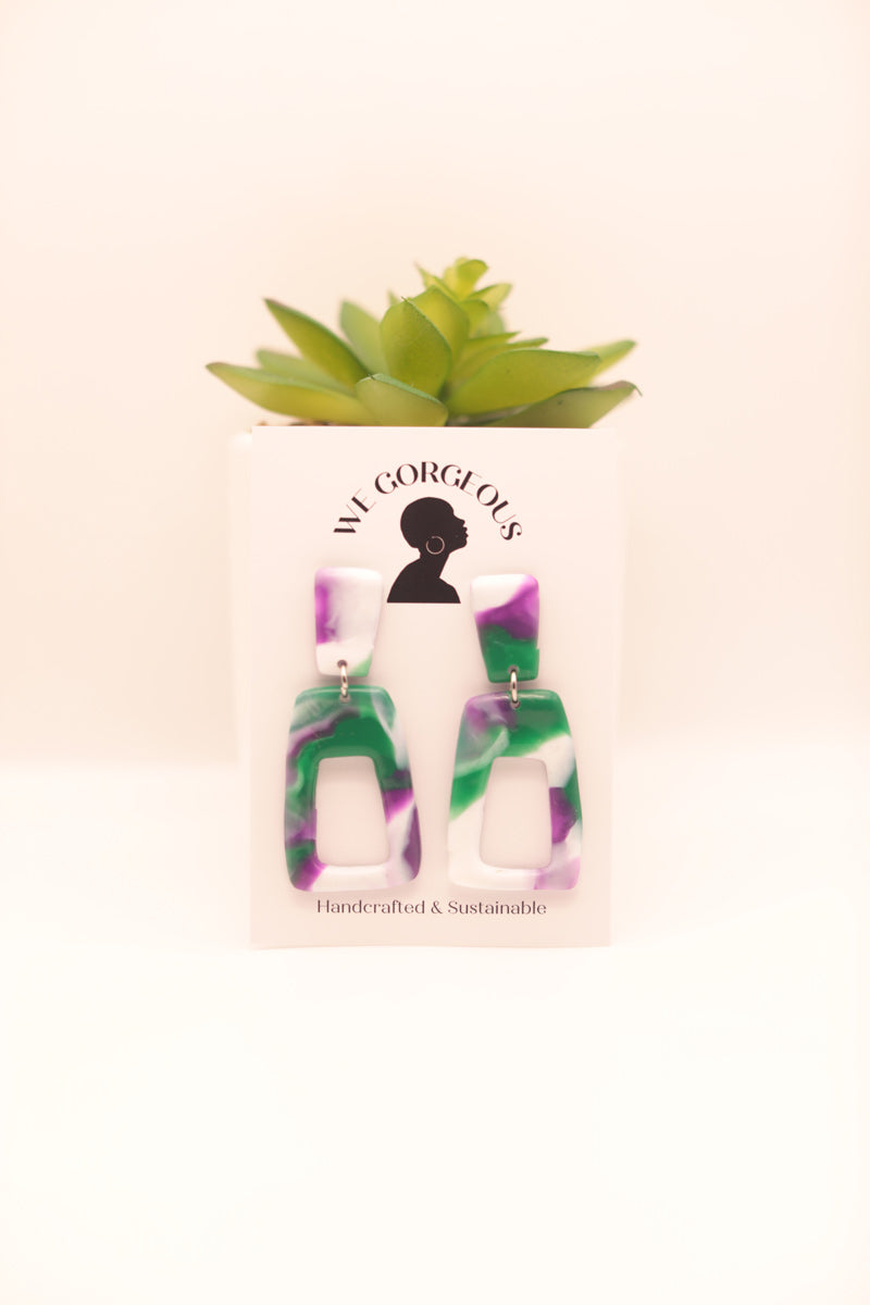 Rectangle Cutout Upcycled Sustainable Drop Earrings