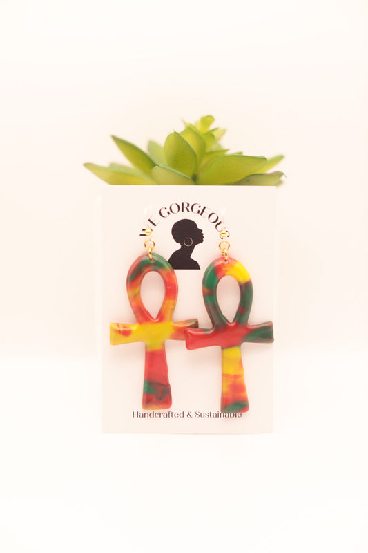 Ankh Upcycled Sustainable Dangle Earrings