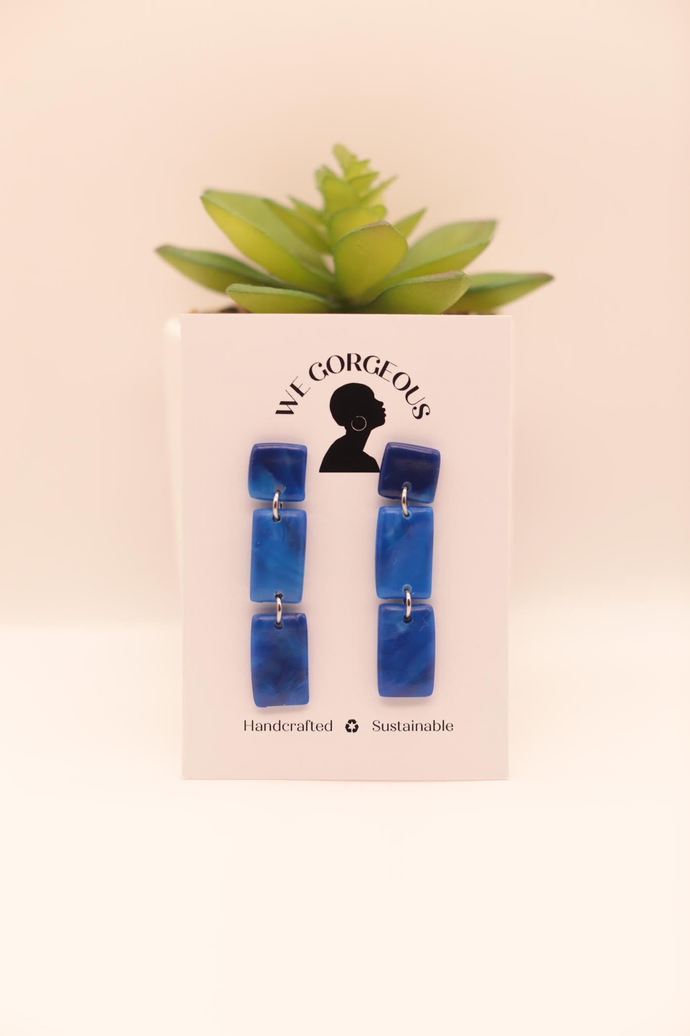 Triple Rectangle Upcycled Sustainable Drop Earrings