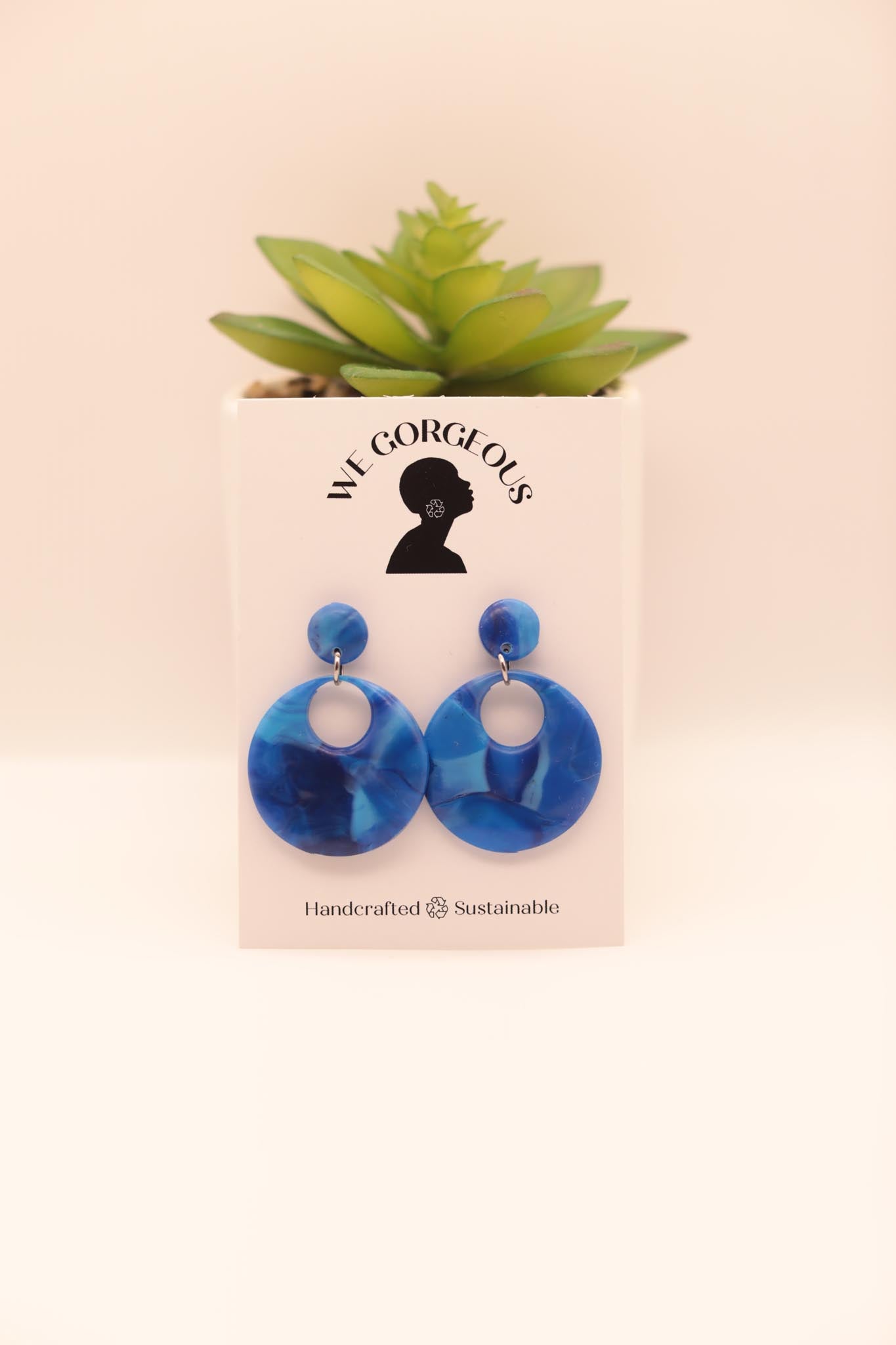 Mini Circle Cut Out Upcycled Sustainable Drop Earrings