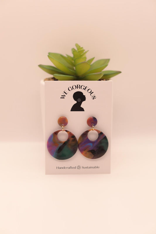 Mini Circle Cut Out Upcycled Sustainable Drop Earrings