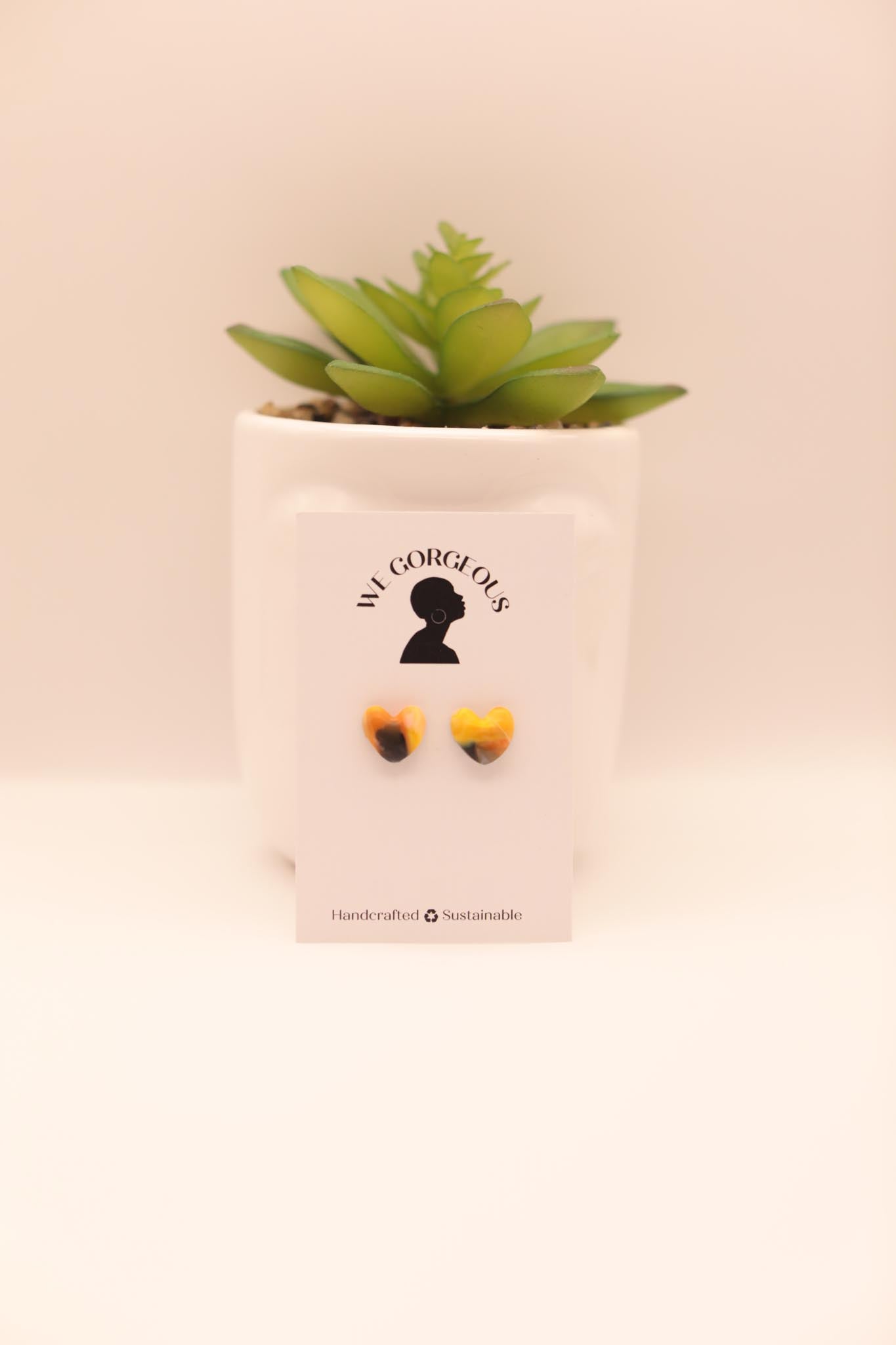 Cute Heart Upcycled Sustainable Studs