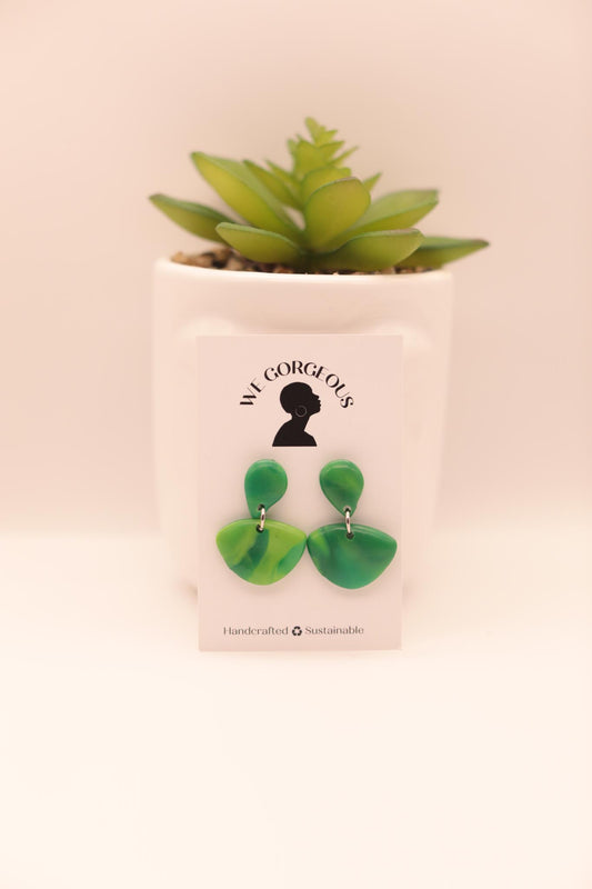 Mini Fan Upcycled Sustainable Drop Earrings