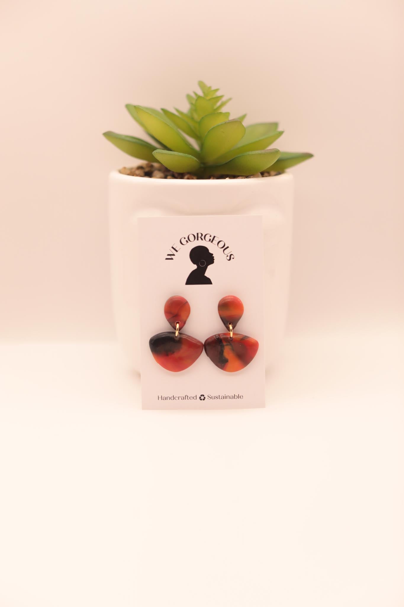 Mini Fan Upcycled Sustainable Drop Earrings