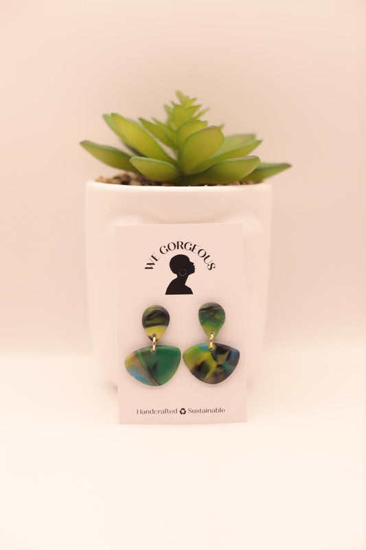 Mini Fan Upcycled Sustainable Drop Earrings