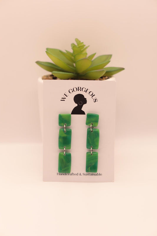 Triple Rectangle Upcycled Sustainable Drop Earrings