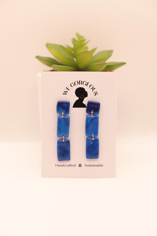 Triple Rectangle Upcycled Sustainable Drop Earrings